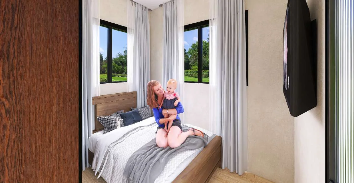 Habitación del modelo 2 Contenedores: 1 de 40 Pies Abajo y 1 de 20 Pies Arriba